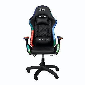 Cadeira Gamer Ergonômica Pollux, Braço 3D, Inclinação 135º, Suporta 150kg, LED RGB, CH08BKRGB, ELG