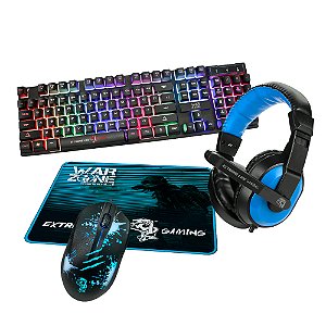 Combo Gamer Warzone 4 em 1, Teclado ABNT2 LED, Mouse, Headset P2, Mousepad, CGWZ41, ELG