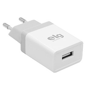 Carregador de Parede USB Universal, 1 Porta USB 1A, Carga Rápida, Proteção Inteligente, Branco, WC1AE, ELG