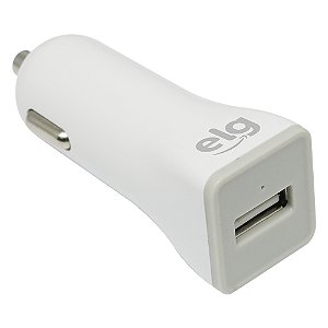 Carregador Veicular Universal, USB 1A 12V-24V, Proteção Antichamas e Contra Sobreaquecimento, Branco, CC1SE, ELG