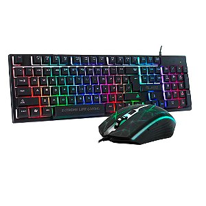 Combo Gamer Viper 2 em 1, Teclado Membrana 107 Teclas ABNT2 Iluminado, Mouse 3200DPI LED 7 Cores, CGVR21, ELG