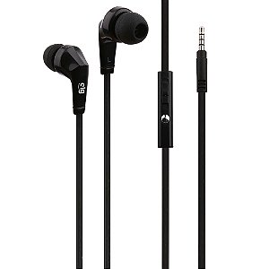 Fone de Ouvido, Conector P2 3,5mm, Microfone Embutido, Graves Reforçados, Cabo Flat 1,2 metros, Preto, EP01, ELG