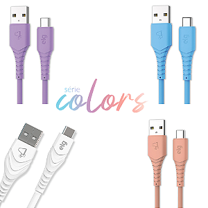 Cabo USB Tipo-C, Carga Rápida 15W 3A, PVC Reforçado 10X Mais Resistente, 1,2 metro, ELG