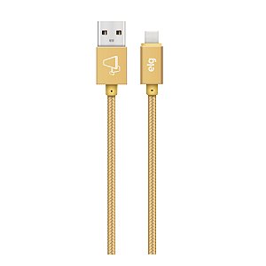 Cabo USB Tipo-C, Carga Rápida 15W 3A, Nylon Trançado Flat Braided, 2 metros, Gold, TC20BG, ELG