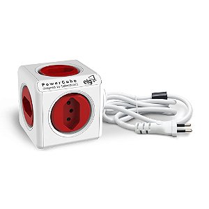Filtro de Linha PowerCube, 5 Tomadas 10A, Cabo 1,5 metros, Bivolt, Branco/Vermelho, PWC-X5, ELG
