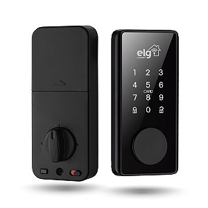 Fechadura Digital Inteligente, Wi-Fi, 4 Modos de Abertura Senha App Tag Chave, Preto, SHFD701, ELG