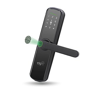 Fechadura Digital Biométrica, Wi-Fi, 5 Modos de Abertura Biometria Senha Cartão App Chave, Preto, SHFB700, ELG