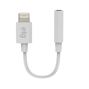 Adaptador de Áudio P3 para Lightning ELG 8,5cm, Branco - Compatível com iPhone para Fones e Headsets