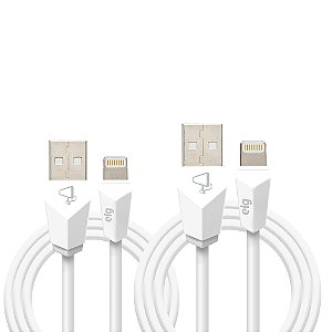 Combo Cabo Lightning, 12W 2.4A, Kit 1 metro + 2 metros, Branco, CMB812WH, ELG