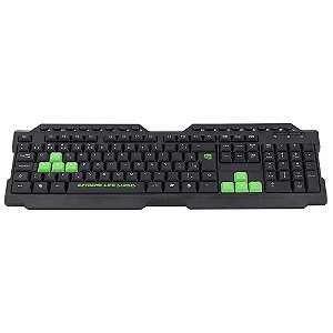Teclado Gamer Dragon War, Membrana Dupla, 107 Teclas ABNT2, Teclas Multimídia, Preto/Verde, TGDW, ELG
