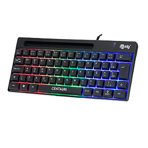 Teclado Gamer Centauri Mini, 67 Teclas Membrana, Iluminação RGB, Anti-Ghosting, ABNT2, Preto, TGCT, ELG