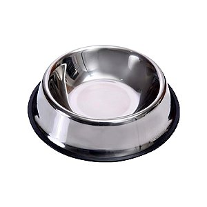 Comedouro Pet Inox 900ml ELG, Tigela Antiderrapante para Cães e Gatos, Aço Inoxidável Resistente, Prata