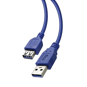 Cabo Extensor USB ELG USBEXT1 USB 3.0 5Gbps, Transferência de Dados, Plug and Play 1m, Azul