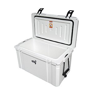 Caixa Térmica Rotomoldada Premium 55L ELG HC55WH, 80 Latas, Alta Retenção Térmica com Gelo por até 5 Dias, Alças de Corda, Branca