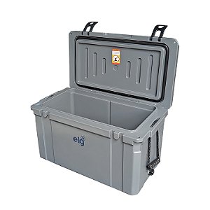 Caixa Térmica Rotomoldada Premium 55L ELG HC55GR, 80 Latas, Alta Retenção Térmica com Gelo por até 5 Dias, Alças de Corda, Cinza