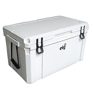 Caixa Térmica Rotomoldada Premium 75L ELG HC75WH, 112 Latas, Alta Retenção Térmica com Gelo por até 5 Dias, Alças de Corda, Branca