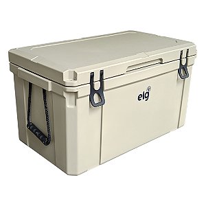 Caixa Térmica Rotomoldada Premium 75L ELG HC75BG, 112 Latas, Alta Retenção Térmica com Gelo por até 5 Dias, Alças de Corda, Bege