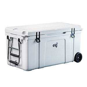 Caixa Térmica Rotomoldada Premium 120L com Rodas ELG HCW120WH, 196 Latas, Alta Retenção Térmica com Gelo por até 7 Dias, Branca