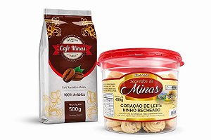 KIT CAFE DA MANHÃ - CAFE + CORAÇÃO DE LEITE NINHO RECHEADO