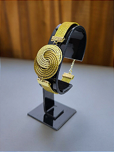 Pulseira Redonda Hipoalergênica Capim Dourado Biojóia