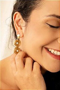 Brincos Com Strass De Capim Dourado Biojóia Artesanal