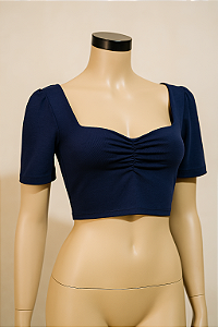 Blusinha Feminina Cropped Azul-Marinho