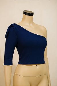 Blusinha Feminina Ombro Único Azul-Marinho