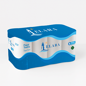 Papel Toalha Elara 8 Rolos 19,5cm x 100m - 100% celulose