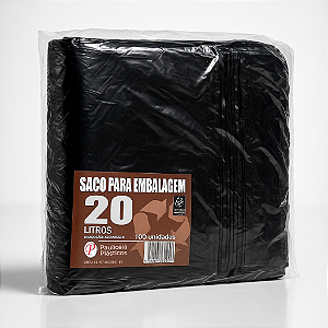 Saco de Lixo Preto 20L 100 Unidades