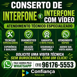 Conserto de Interfone e Vídeo Porteiro (11) 2011-4286