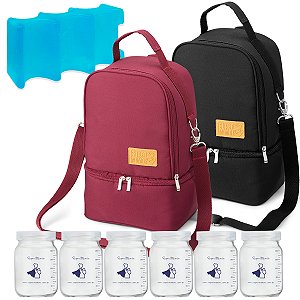 Mochila Térmica Amamente One Ice + 6 Potes 200ml | Super Mamãe