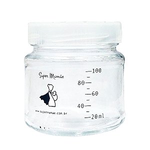 Pote de Vidro para Leite Materno 100ml Super Mamãe com Graduação