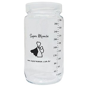 Pote de Vidro para Leite Materno Super Mamãe 300ml com Graduação