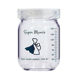 Pote de Vidro para Leite Materno Super Mamãe 150ml com Graduação