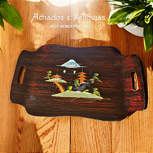 Linda Bandeja grande com motivos orientais de melanina