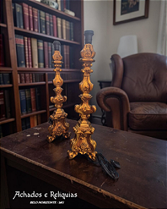 Bases para Abajur Estilo Toucheiro Barroco em Resina com Pátina Ouro Velho