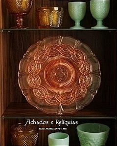 Prato para Bolo Esberard - Raridade em Vidro Rosé Art Déco