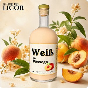 Weiß Pêssego 750ml - Licor Chocolate Branco c/ Pêssego