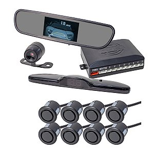 Sensor de Estacionamento 8 Pontos com Câmera Ré Retrovisor - KX3