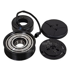Kit Embreagem Compressor Ar Condicionado Sanden 7H15 Máquina Trator New Holland T7 Case Puma Maxxum 12V 10PK 119mm