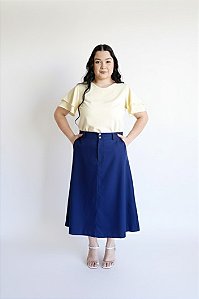 Saia Midi Vida Azul Marinho