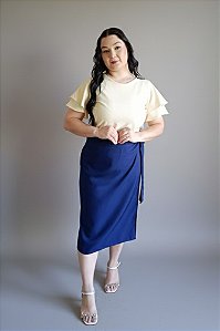 Saia Elegante Envelope Azul Marinho