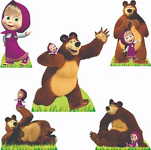 Masha e o Urso Kit 1 Display de Chão 4 de Mesa Festa Cenários Totens