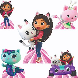 Casa Magica da Gabby Kit 1 Display de Chão 4 de Mesa Festa Cenários Totens