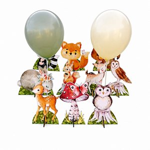 Centro De Mesa Bosque Com Balão Mdf Decoração Totem Displays Festa Aniversário