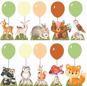 Centro De Mesa Bosque Com Balão Mdf Decoração Totem Displays Festa Aniversário