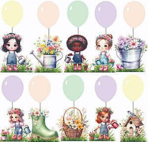 Centro De Mesa Jardim Encantado 1 Com Balão Mdf Decoração Totem Displays Festa Aniversário