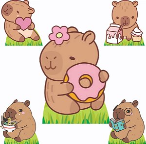 Capivara Kit 1 Display de Chão 4 de Mesa Festa Cenários Totens