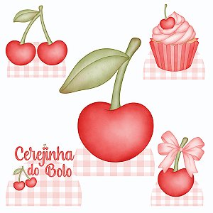 Cerejinha do Bolo Aquarelado 1 Display de Chão e 4 de Mesa