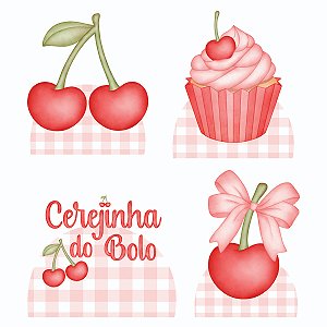 Cerejinha do Bolo Aquarelado 4 Displays 25cm